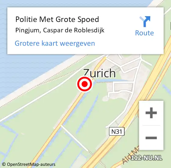 Locatie op kaart van de 112 melding: Politie Met Grote Spoed Naar Pingjum, Caspar de Roblesdijk op 9 juni 2023 14:07
