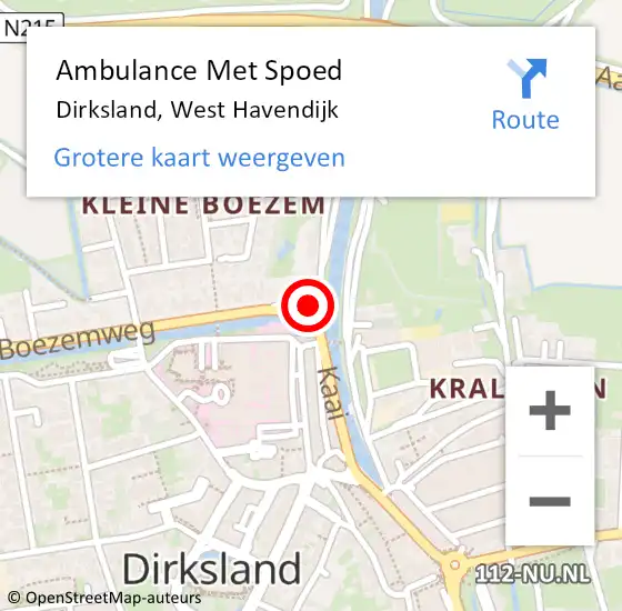 Locatie op kaart van de 112 melding: Ambulance Met Spoed Naar Dirksland, West Havendijk op 9 juni 2023 14:29