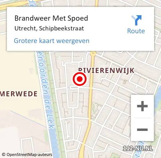 Locatie op kaart van de 112 melding: Brandweer Met Spoed Naar Utrecht, Schipbeekstraat op 9 juni 2023 14:41