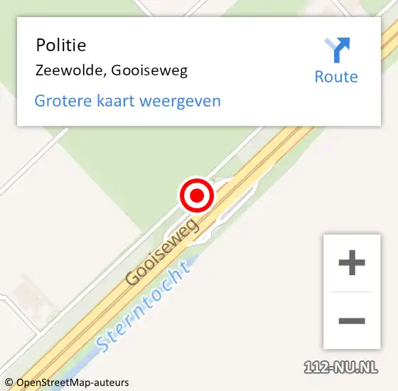 Locatie op kaart van de 112 melding: Politie Zeewolde, Gooiseweg op 9 juni 2023 15:01