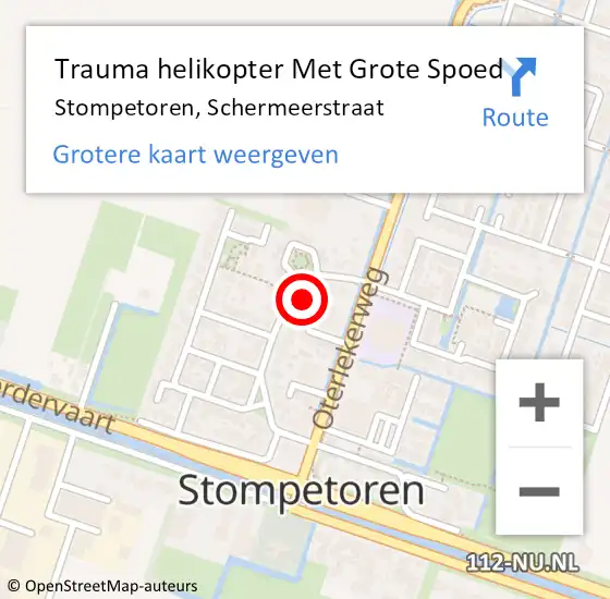 Locatie op kaart van de 112 melding: Trauma helikopter Met Grote Spoed Naar Stompetoren, Schermeerstraat op 9 juni 2023 16:31