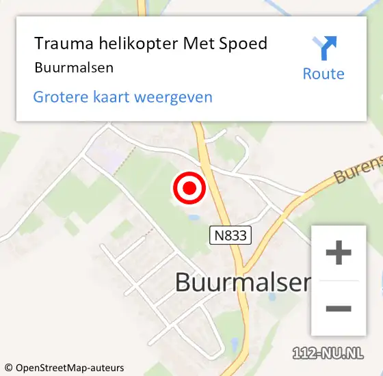 Locatie op kaart van de 112 melding: Trauma helikopter Met Spoed Naar Buurmalsen op 9 juni 2023 17:03