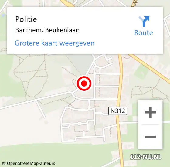 Locatie op kaart van de 112 melding: Politie Barchem, Beukenlaan op 9 juni 2023 17:49