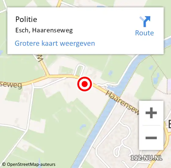 Locatie op kaart van de 112 melding: Politie Esch, Haarenseweg op 9 juni 2023 17:54