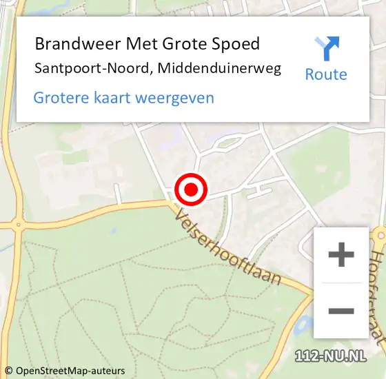Locatie op kaart van de 112 melding: Brandweer Met Grote Spoed Naar Santpoort-Noord, Middenduinerweg op 9 juni 2023 19:04