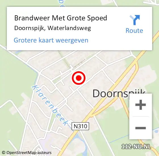 Locatie op kaart van de 112 melding: Brandweer Met Grote Spoed Naar Doornspijk, Waterlandsweg op 9 juni 2023 19:15