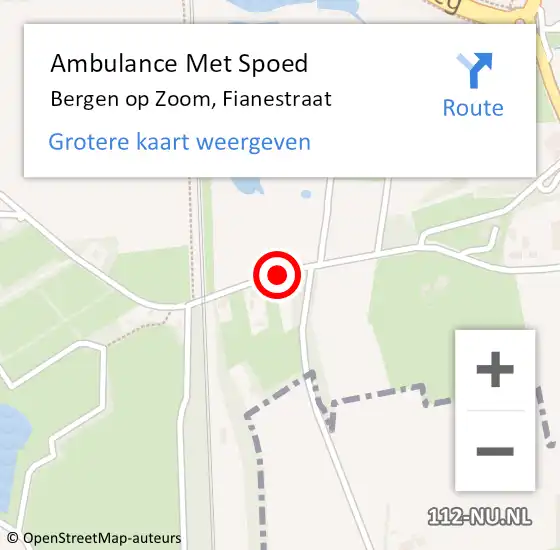 Locatie op kaart van de 112 melding: Ambulance Met Spoed Naar Bergen op Zoom, Fianestraat op 28 augustus 2014 12:16