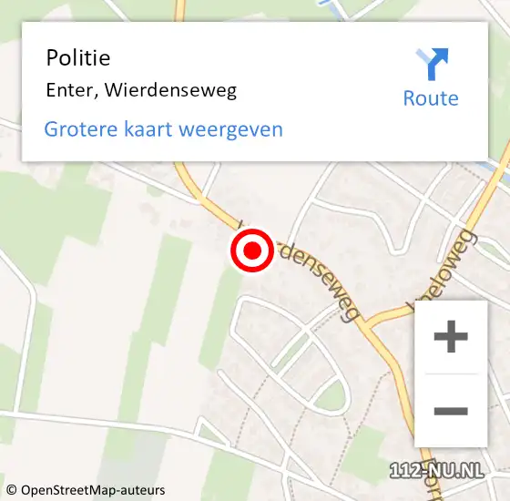 Locatie op kaart van de 112 melding: Politie Enter, Wierdenseweg op 10 juni 2023 01:30