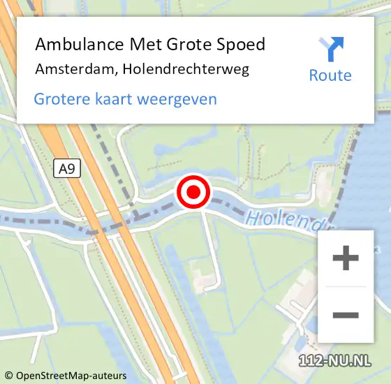 Locatie op kaart van de 112 melding: Ambulance Met Grote Spoed Naar Amsterdam, Holendrechterweg op 10 juni 2023 02:12