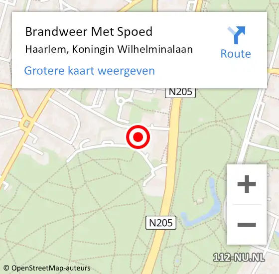 Locatie op kaart van de 112 melding: Brandweer Met Spoed Naar Haarlem, Koningin Wilhelminalaan op 10 juni 2023 02:16
