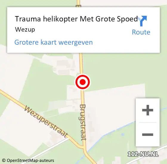 Locatie op kaart van de 112 melding: Trauma helikopter Met Grote Spoed Naar Wezup op 10 juni 2023 02:17