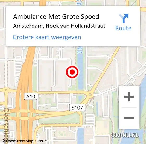 Locatie op kaart van de 112 melding: Ambulance Met Grote Spoed Naar Amsterdam, Hoek van Hollandstraat op 10 juni 2023 03:50