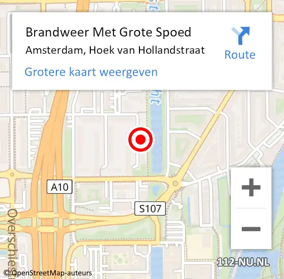 Locatie op kaart van de 112 melding: Brandweer Met Grote Spoed Naar Amsterdam, Hoek van Hollandstraat op 10 juni 2023 03:50