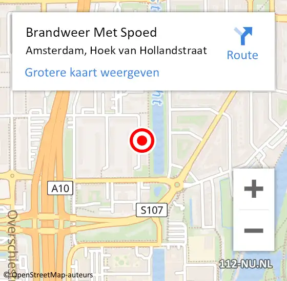 Locatie op kaart van de 112 melding: Brandweer Met Spoed Naar Amsterdam, Hoek van Hollandstraat op 10 juni 2023 03:59