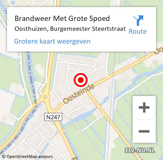 Locatie op kaart van de 112 melding: Brandweer Met Grote Spoed Naar Oosthuizen, Burgemeester Steertstraat op 10 juni 2023 08:17