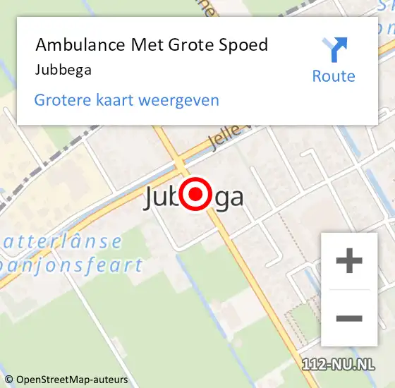 Locatie op kaart van de 112 melding: Ambulance Met Grote Spoed Naar Jubbega op 10 juni 2023 09:42