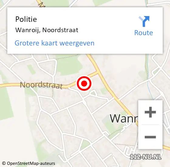 Locatie op kaart van de 112 melding: Politie Wanroij, Noordstraat op 10 juni 2023 10:30