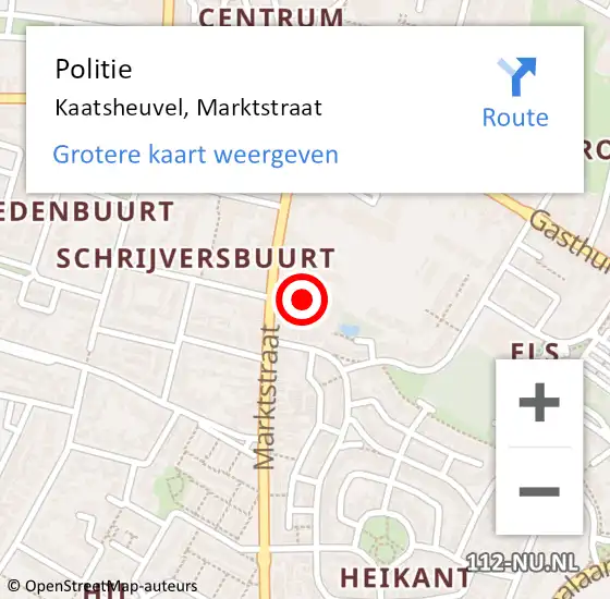 Locatie op kaart van de 112 melding: Politie Kaatsheuvel, Marktstraat op 10 juni 2023 12:23