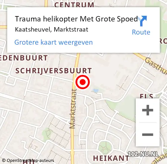 Locatie op kaart van de 112 melding: Trauma helikopter Met Grote Spoed Naar Kaatsheuvel, Marktstraat op 10 juni 2023 12:24