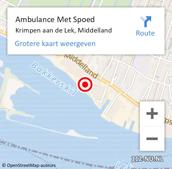 Locatie op kaart van de 112 melding: Ambulance Met Spoed Naar Krimpen aan de Lek, Middelland op 10 juni 2023 12:49