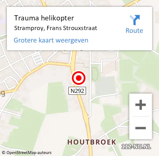 Locatie op kaart van de 112 melding: Trauma helikopter Stramproy, Frans Strouxstraat op 10 juni 2023 13:12