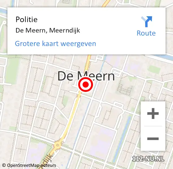 Locatie op kaart van de 112 melding: Politie De Meern, Meerndijk op 10 juni 2023 13:20