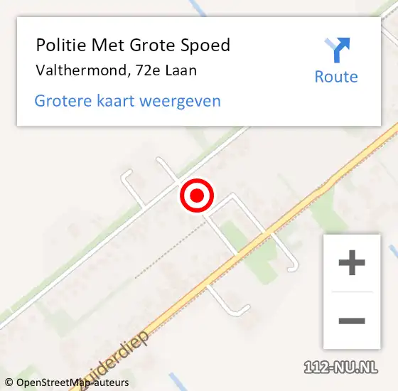 Locatie op kaart van de 112 melding: Politie Met Grote Spoed Naar Valthermond, 72e Laan op 10 juni 2023 14:36