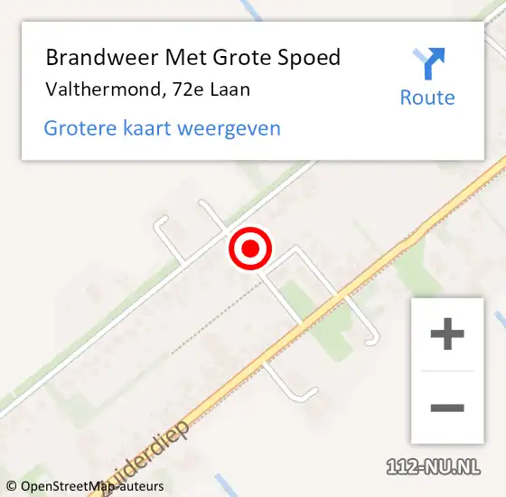 Locatie op kaart van de 112 melding: Brandweer Met Grote Spoed Naar Valthermond, 72e Laan op 10 juni 2023 14:37