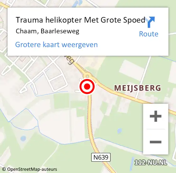 Locatie op kaart van de 112 melding: Trauma helikopter Met Grote Spoed Naar Chaam, Baarleseweg op 10 juni 2023 15:33