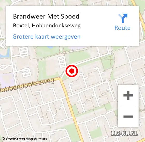 Locatie op kaart van de 112 melding: Brandweer Met Spoed Naar Boxtel, Hobbendonkseweg op 10 juni 2023 15:35