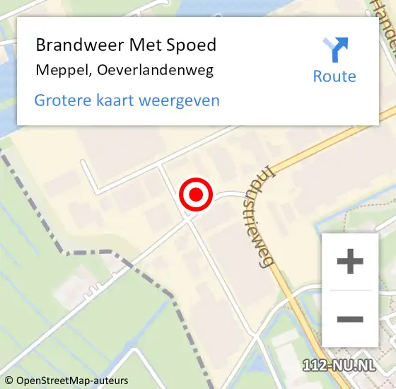 Locatie op kaart van de 112 melding: Brandweer Met Spoed Naar Meppel, Oeverlandenweg op 10 juni 2023 16:29