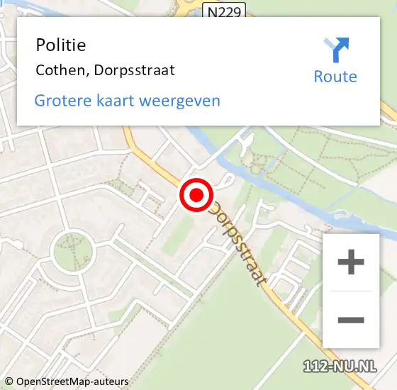 Locatie op kaart van de 112 melding: Politie Cothen, Dorpsstraat op 10 juni 2023 17:07