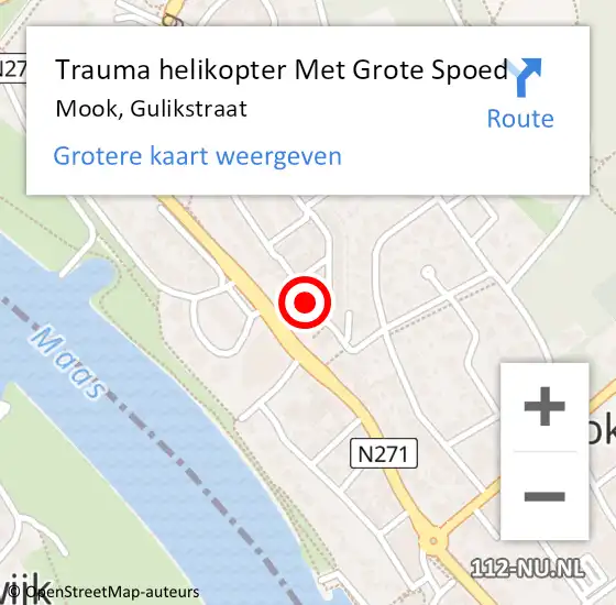 Locatie op kaart van de 112 melding: Trauma helikopter Met Grote Spoed Naar Mook, Gulikstraat op 10 juni 2023 17:24