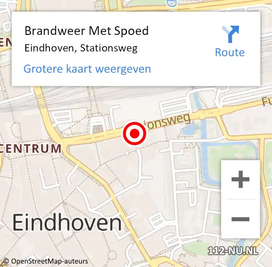 Locatie op kaart van de 112 melding: Brandweer Met Spoed Naar Eindhoven, Stationsweg op 10 juni 2023 17:59