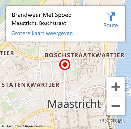 Locatie op kaart van de 112 melding: Brandweer Met Spoed Naar Maastricht, Boschstraat op 10 juni 2023 18:41
