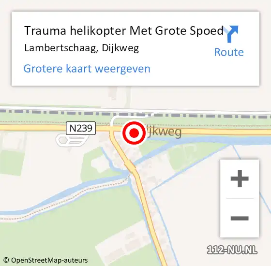 Locatie op kaart van de 112 melding: Trauma helikopter Met Grote Spoed Naar Lambertschaag, Dijkweg op 10 juni 2023 19:58