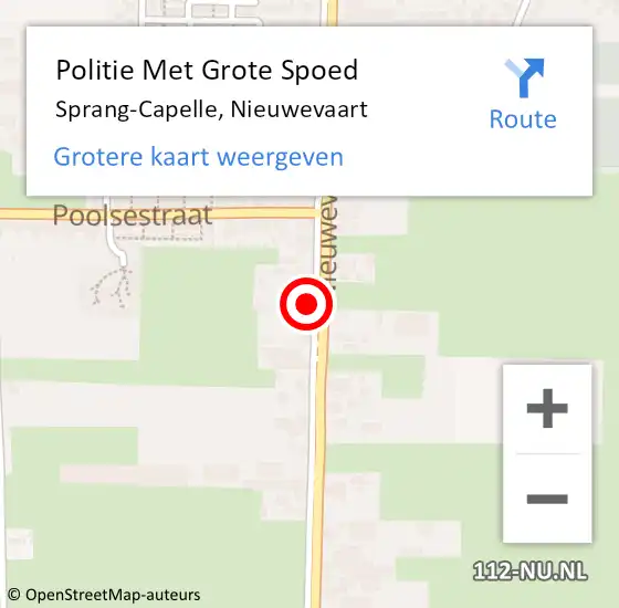 Locatie op kaart van de 112 melding: Politie Met Grote Spoed Naar Sprang-Capelle, Nieuwevaart op 10 juni 2023 20:15