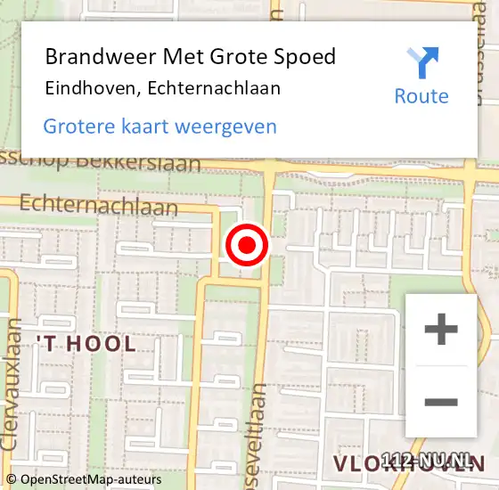 Locatie op kaart van de 112 melding: Brandweer Met Grote Spoed Naar Eindhoven, Echternachlaan op 10 juni 2023 22:09
