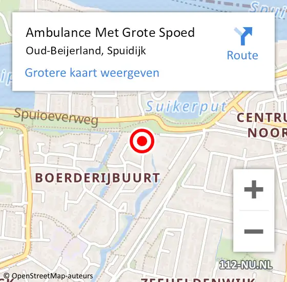 Locatie op kaart van de 112 melding: Ambulance Met Grote Spoed Naar Oud-Beijerland, Spuidijk op 11 juni 2023 00:12
