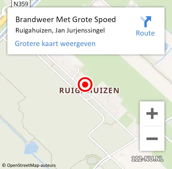 Locatie op kaart van de 112 melding: Brandweer Met Grote Spoed Naar Ruigahuizen, Jan Jurjenssingel op 11 juni 2023 00:21