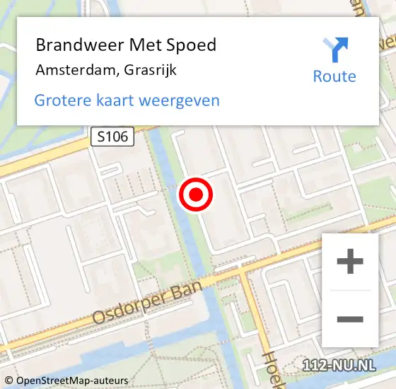 Locatie op kaart van de 112 melding: Brandweer Met Spoed Naar Amsterdam, Grasrijk op 11 juni 2023 01:01