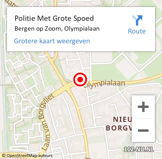 Locatie op kaart van de 112 melding: Politie Met Grote Spoed Naar Bergen op Zoom, Olympialaan op 11 juni 2023 01:04