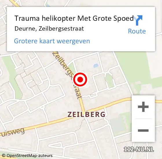 Locatie op kaart van de 112 melding: Trauma helikopter Met Grote Spoed Naar Deurne, Zeilbergsestraat op 11 juni 2023 01:44