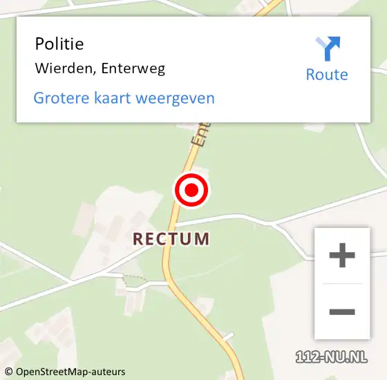 Locatie op kaart van de 112 melding: Politie Wierden, Enterweg op 11 juni 2023 02:06