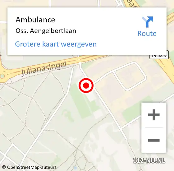 Locatie op kaart van de 112 melding: Ambulance Oss, Aengelbertlaan op 11 juni 2023 02:23
