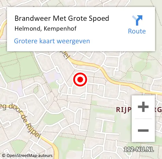 Locatie op kaart van de 112 melding: Brandweer Met Grote Spoed Naar Helmond, Kempenhof op 11 juni 2023 03:08