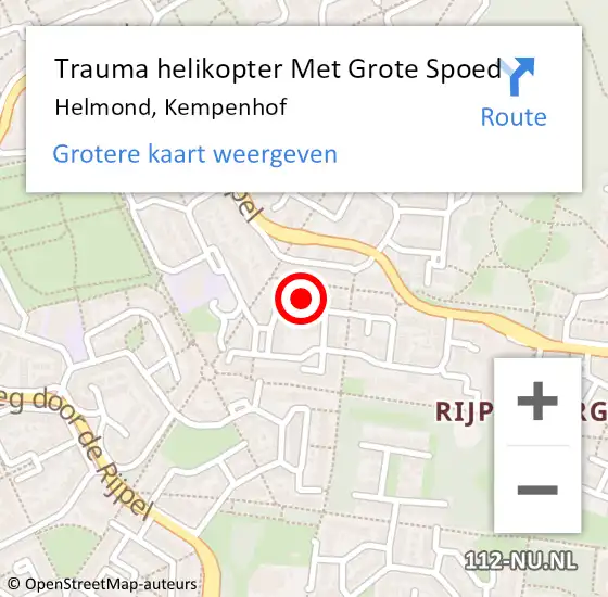 Locatie op kaart van de 112 melding: Trauma helikopter Met Grote Spoed Naar Helmond, Kempenhof op 11 juni 2023 03:13