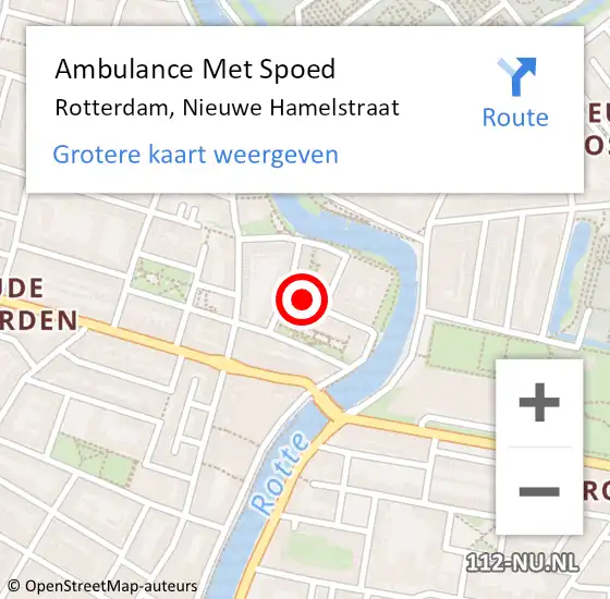Locatie op kaart van de 112 melding: Ambulance Met Spoed Naar Rotterdam, Nieuwe Hamelstraat op 11 juni 2023 07:19