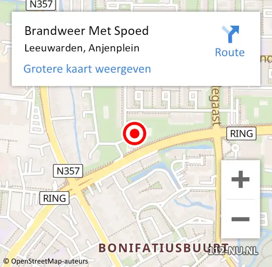 Locatie op kaart van de 112 melding: Brandweer Met Spoed Naar Leeuwarden, Anjenplein op 11 juni 2023 09:31
