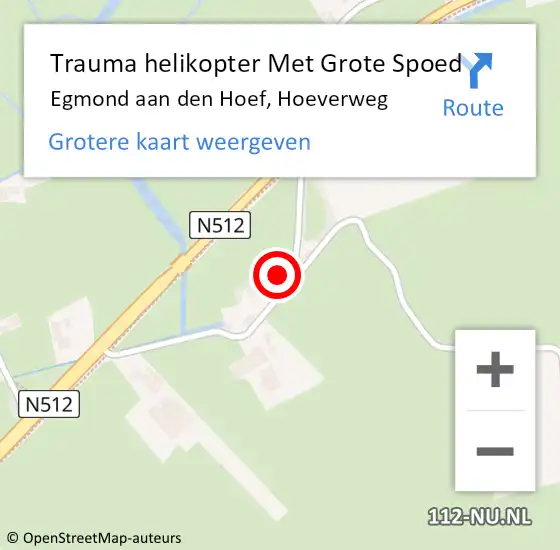 Locatie op kaart van de 112 melding: Trauma helikopter Met Grote Spoed Naar Egmond aan den Hoef, Hoeverweg op 11 juni 2023 11:18